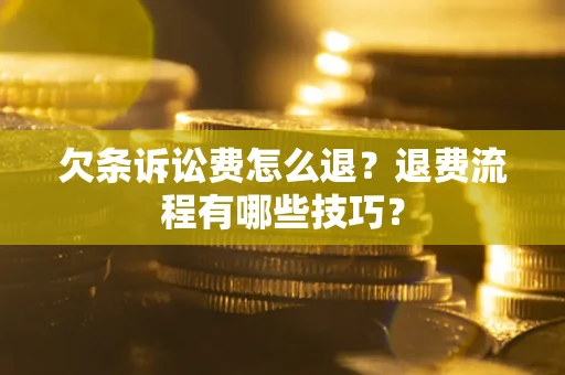 武汉欠条诉讼费怎么退？退费流程有哪些技巧？